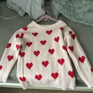 XL Cracker barrel Pink Sweater with Red Hearts